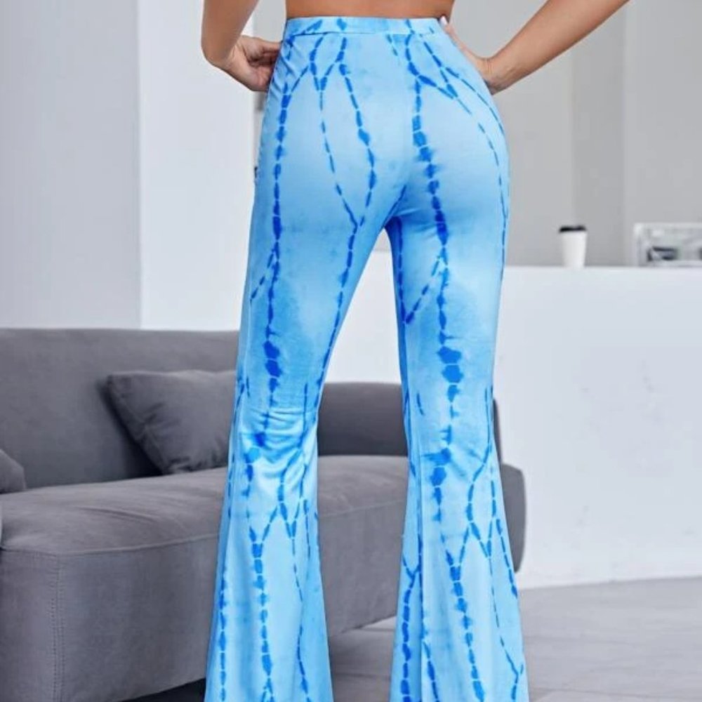 Blue/White Tie Dye Flare Pants in M and L - Picture 2 of 3